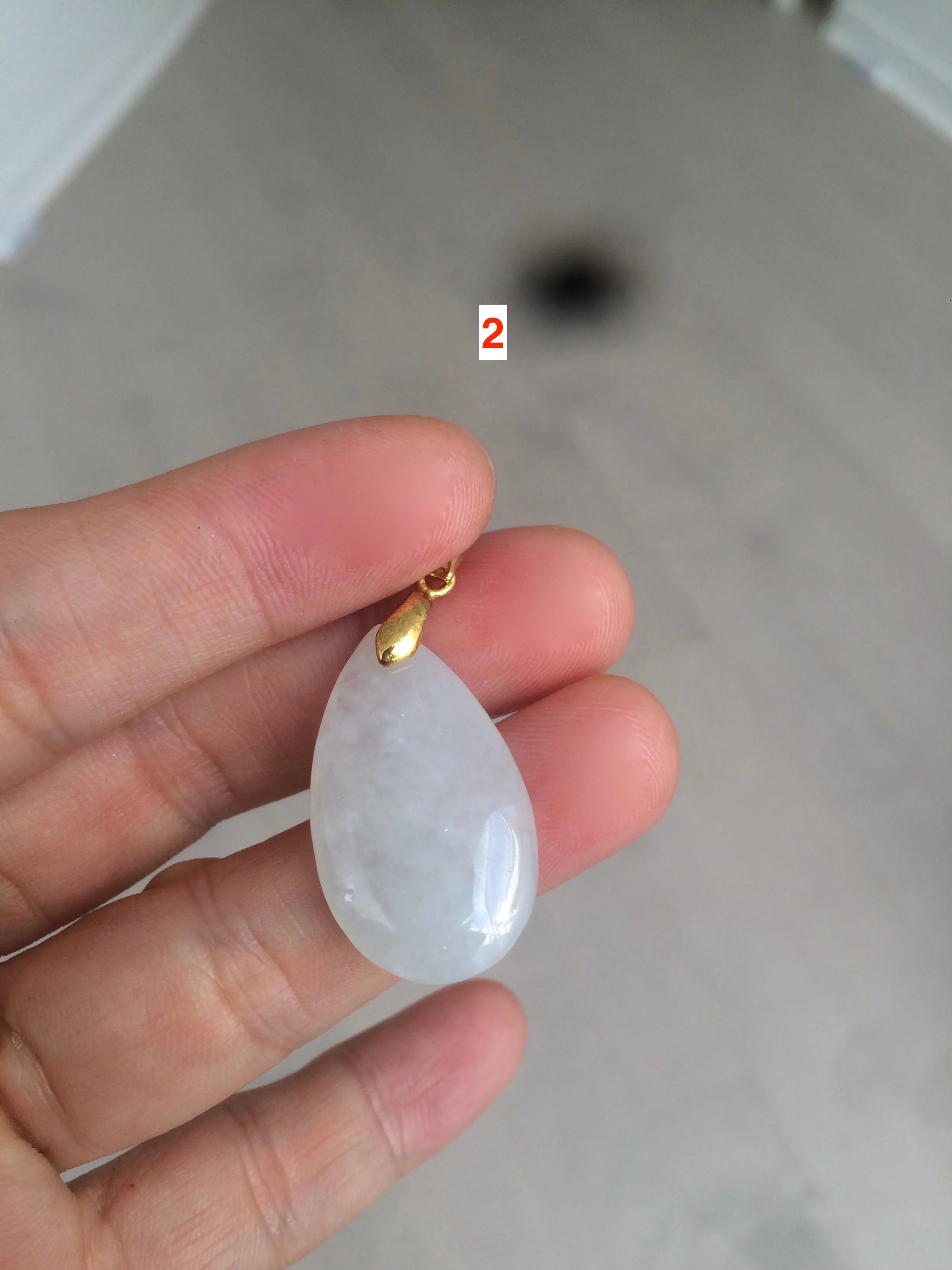 100% natural icy watery clear white type A jadeite jade water drop pendant necklace group E53