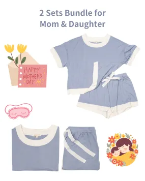 2-Set Bundle for Mom & Daughter: Relaxed Sleepwear Set (Sky Blue)