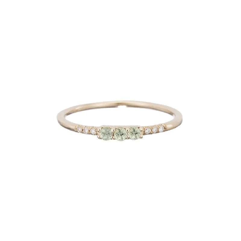 3 Green Sapphire Equilibrium Ring