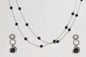 62.5" David Yurman 925 Necklace and Black Onyx Dangle Earrings Set (25.08g.)