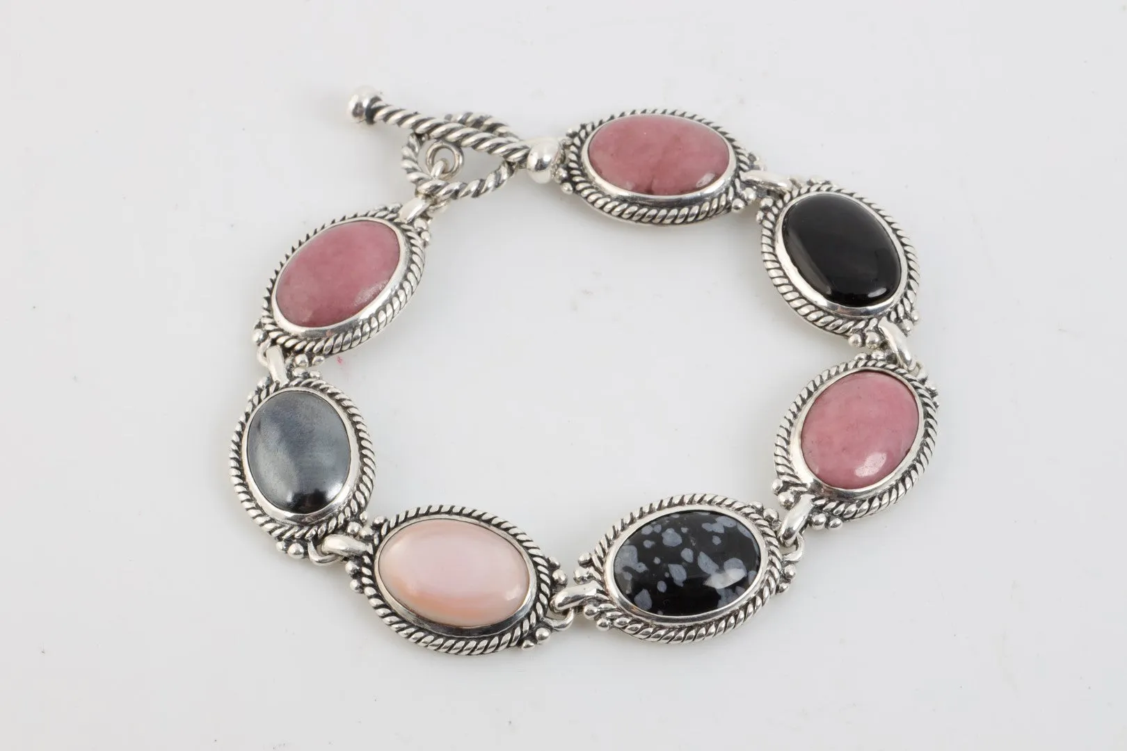 7" Carolyn Pollack 925 Silver Bracelet with 31.28tcw Stones (28.83g.)