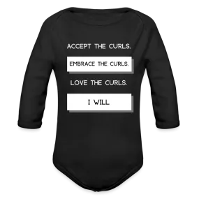 Accept The Curls Organic Long Sleeve Baby Bodysuit