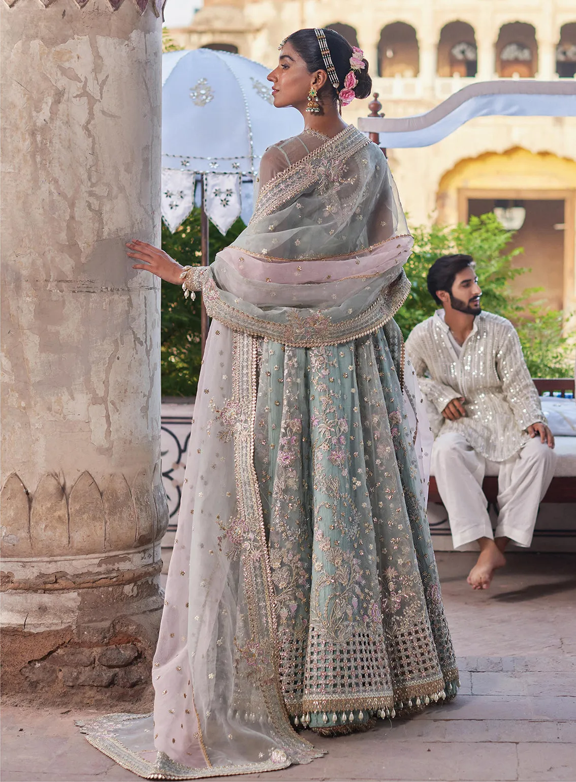 Afrozeh Embroidered Organza Unstitched 3 Piece Suit - 01