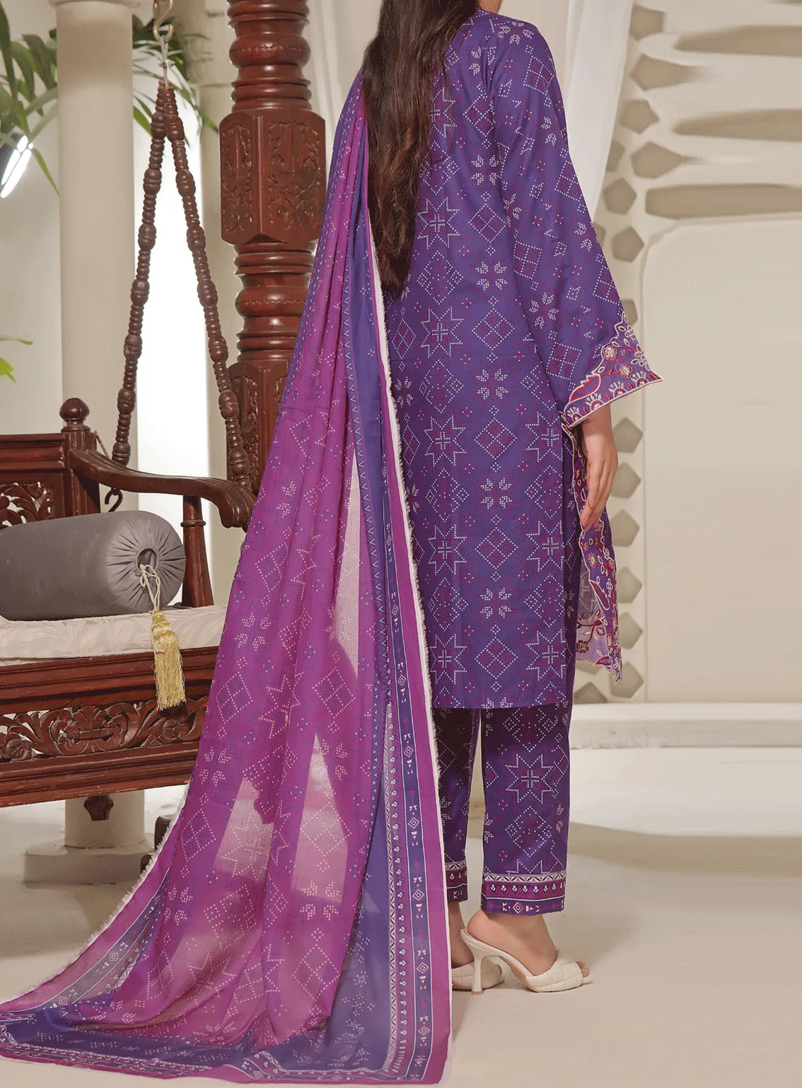 Aiza & Momina By VS Textile Embroidered Cambric Unstitched 3 Piece Suit - VS23AMC 25