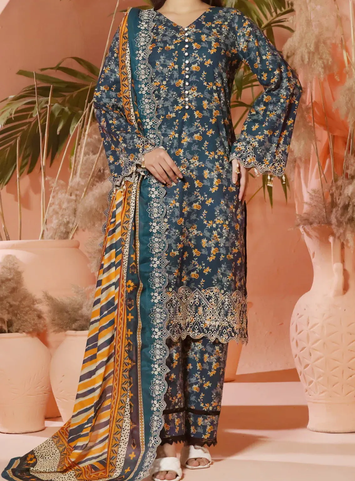 Aiza & Momina By VS Textile Embroidered Lawn Unstitched 3 Piece Suit - VS24AMC1 45