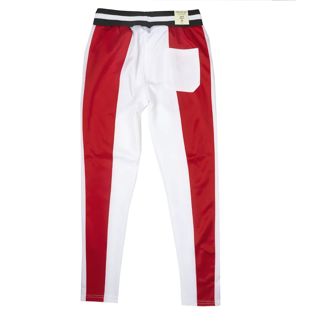 AMERICAN BAZI TRACK PANTS RED/WHT - RJJ-7002