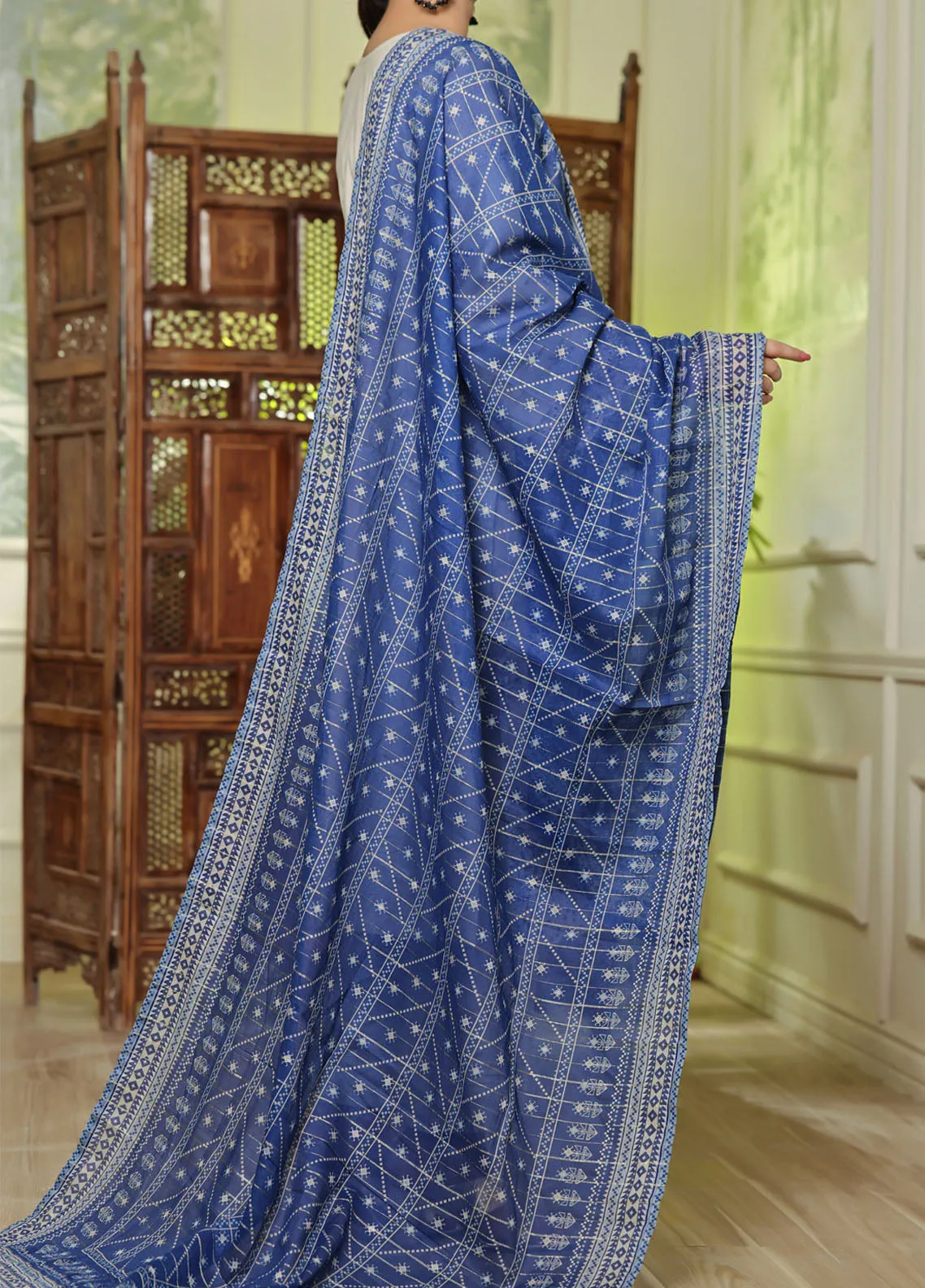 Anmol By VS Textile Embroidered Lawn With Fancy Zari Dupatta 3 Piece Unstitched Suit VS24AELFZD D-1005