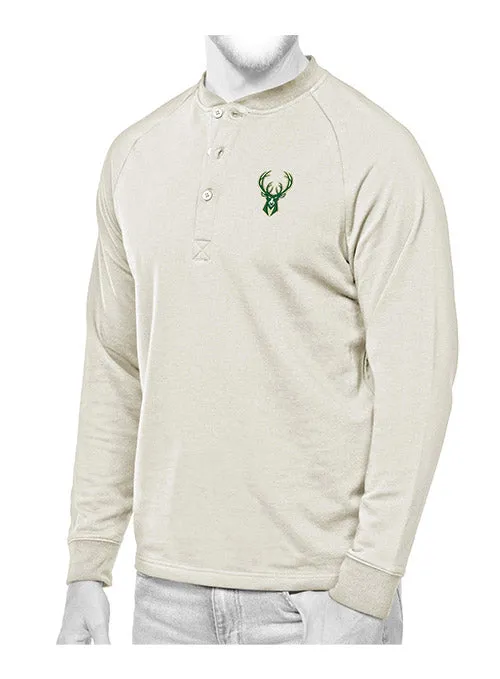 Antigua Helix Milwaukee Bucks Henley Crewneck Sweatshirt