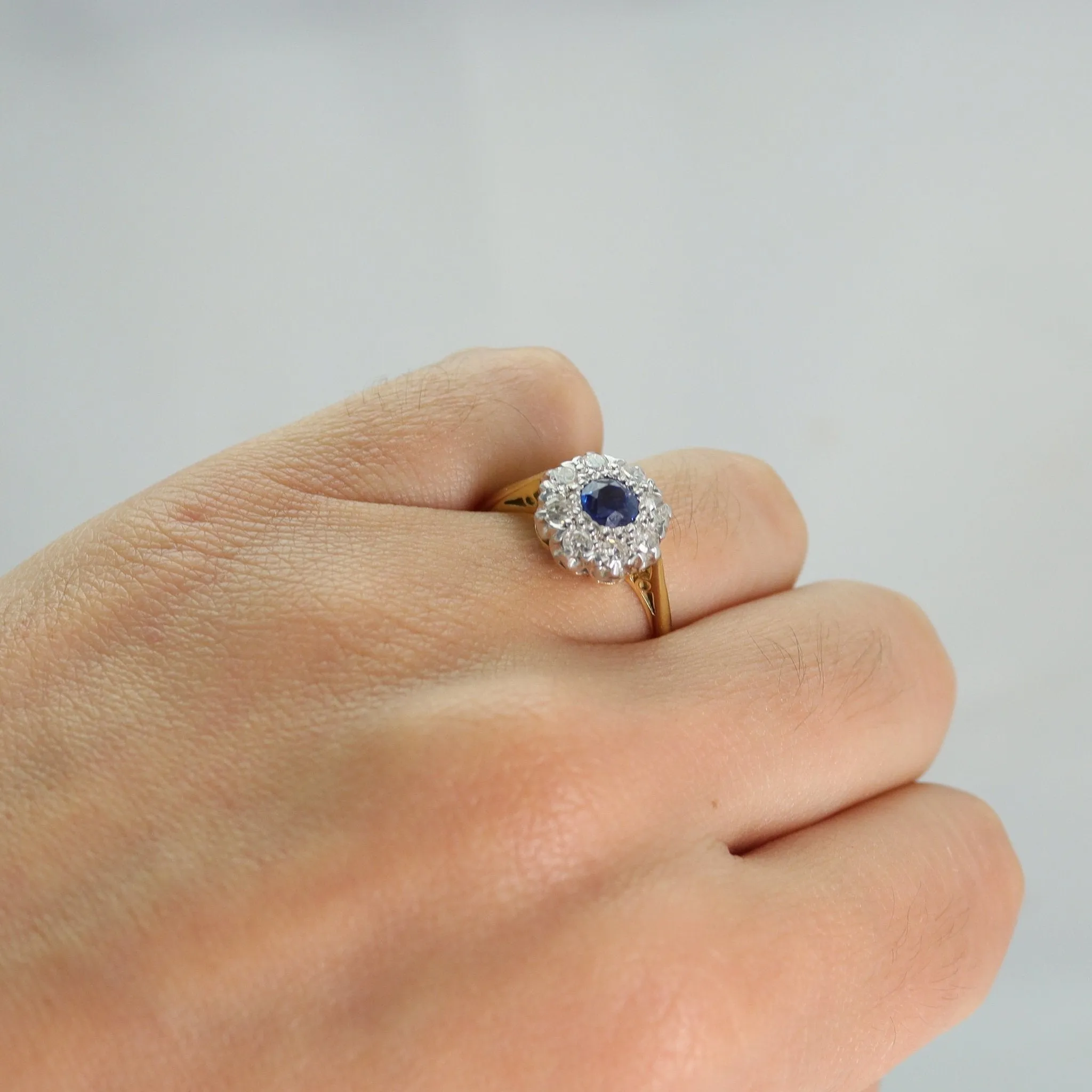 Art Deco Sapphire and Diamond Cluster Ring