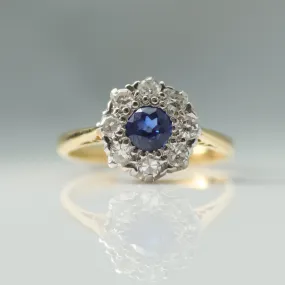 Art Deco Sapphire and Diamond Cluster Ring