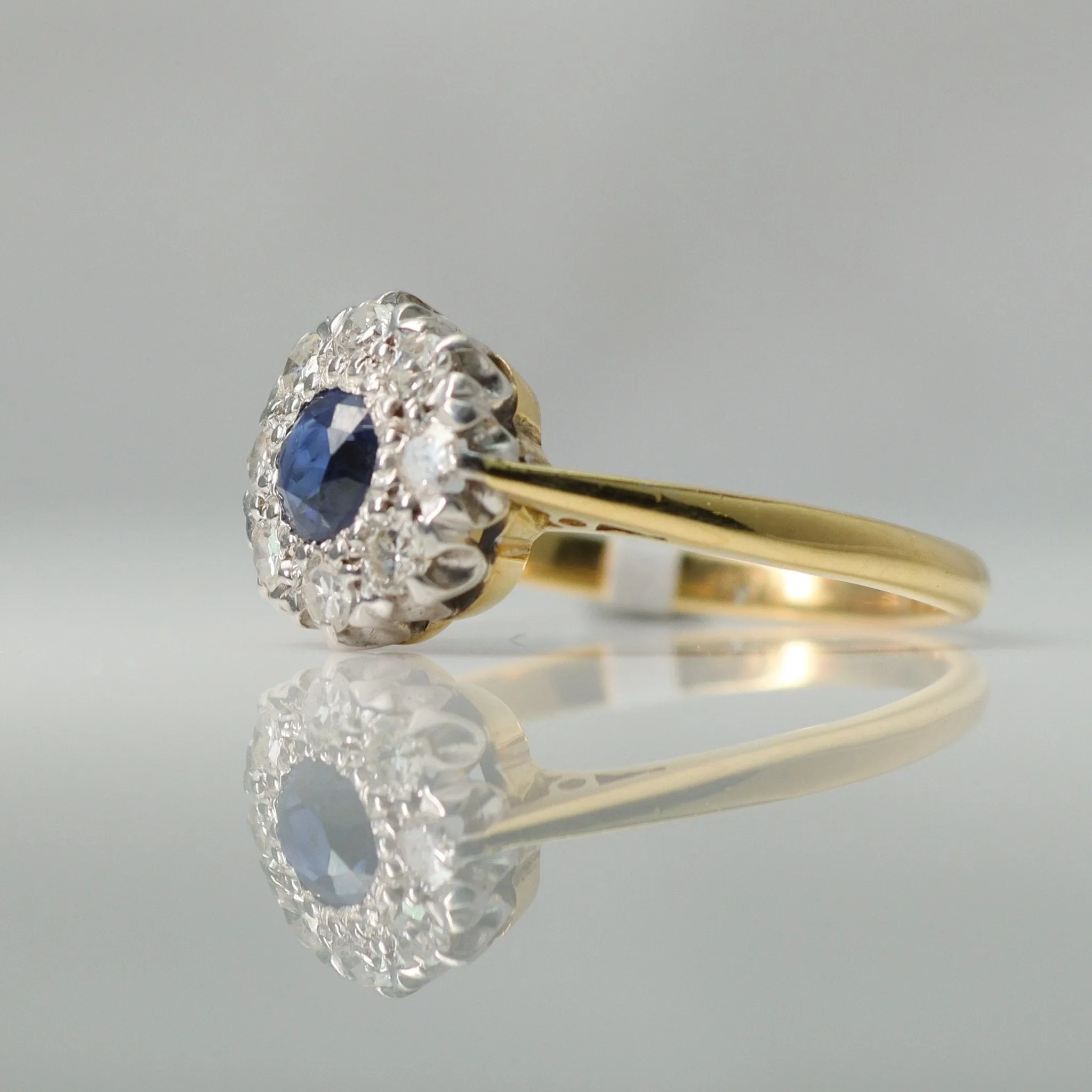 Art Deco Sapphire and Diamond Cluster Ring