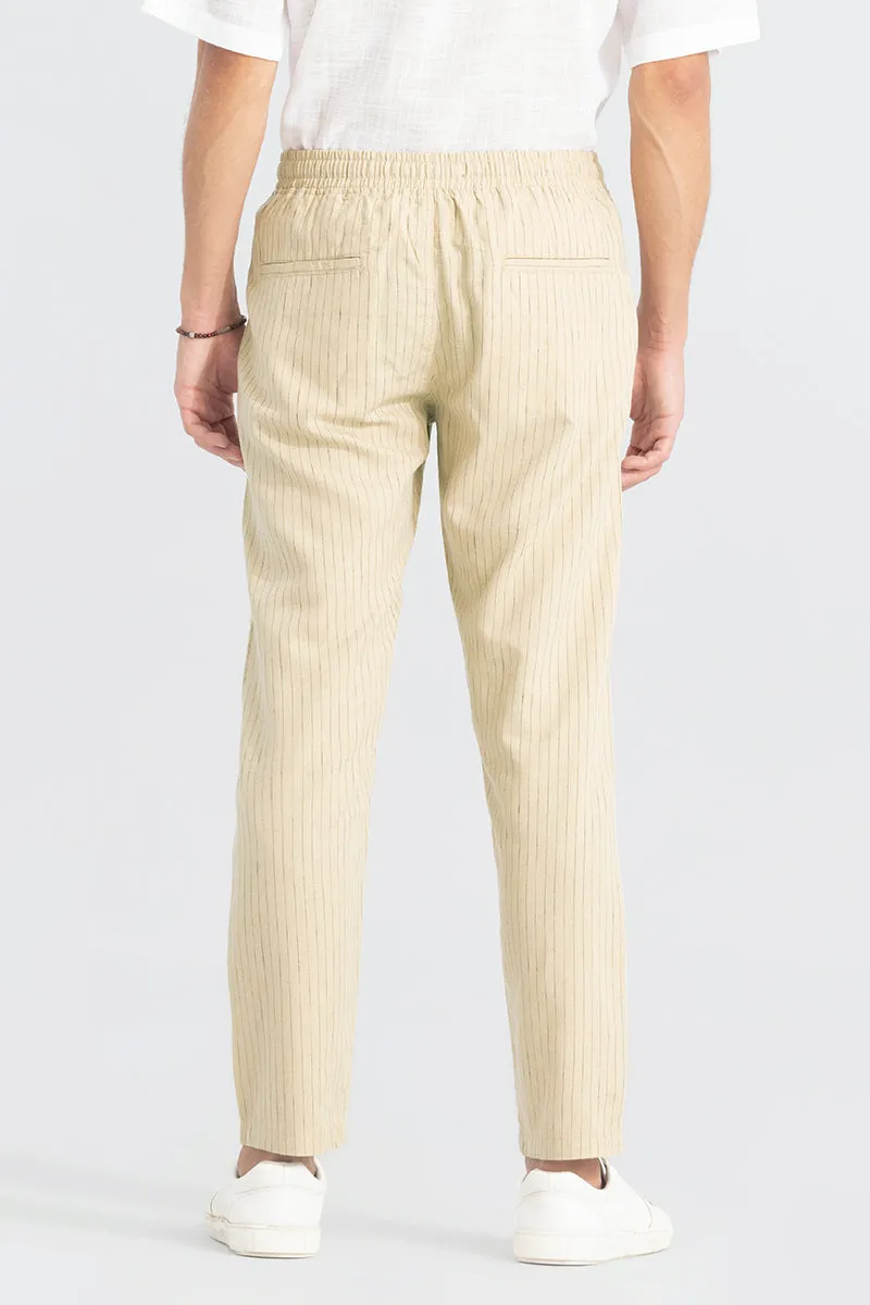 Aurabreeze Beige Linen Pant