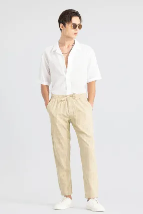 Aurabreeze Beige Linen Pant