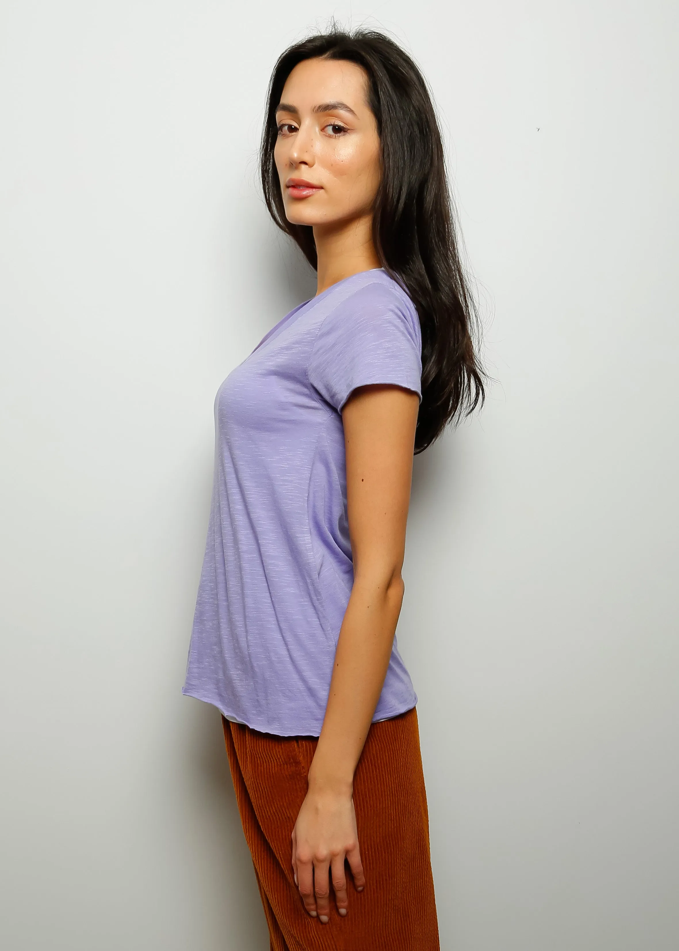 AV JAC51 Short Sleeve V Tee in Violet Vintage