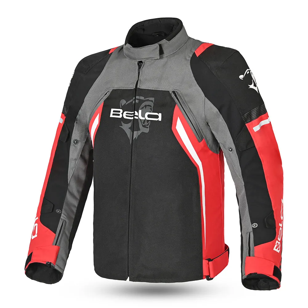 BELA Cordaniel Textile Motorcycle 4 Seasons Jacket Black Dark Gray Red