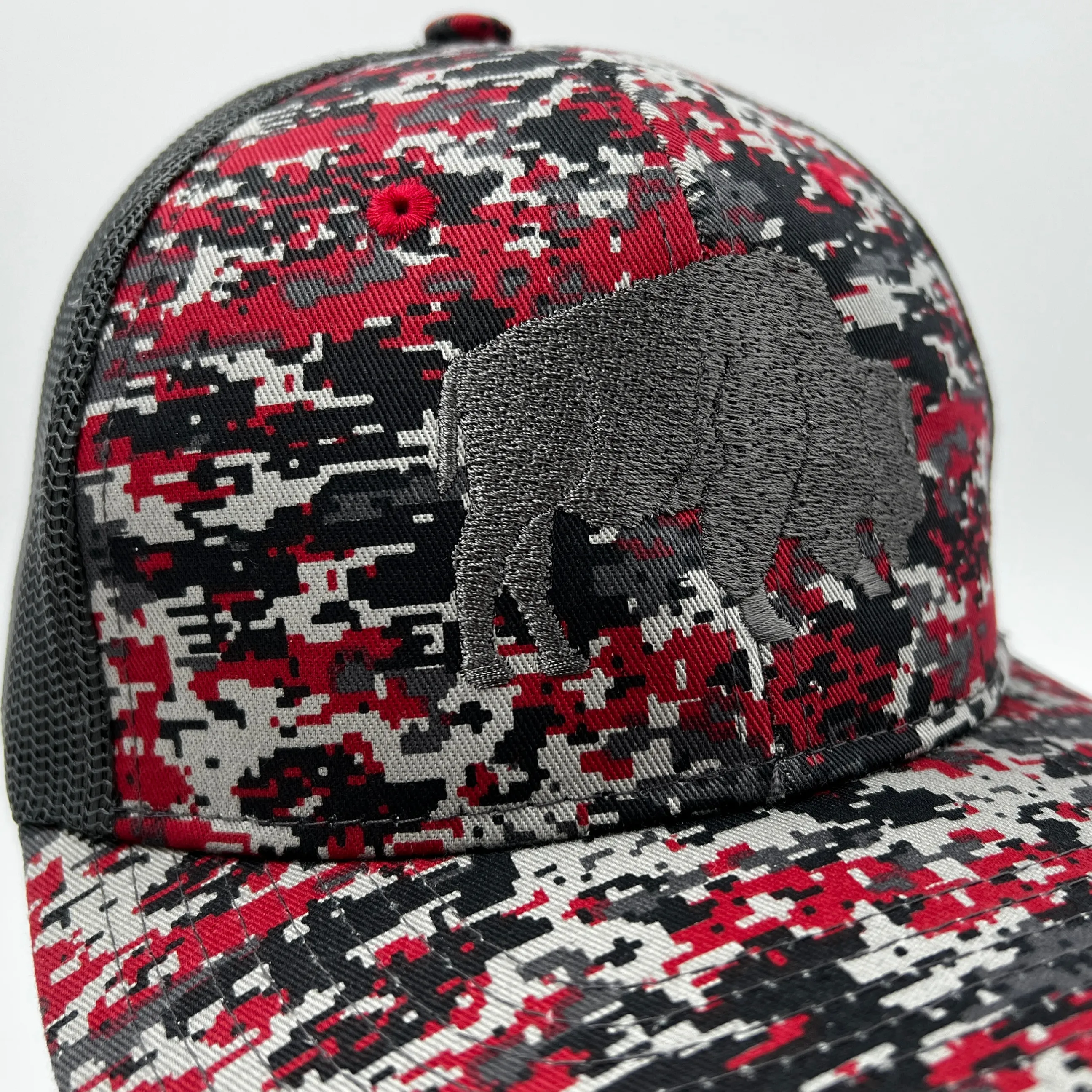 BFLO Red & Black Digital Camo Adjustable Mesh Snapback Hat