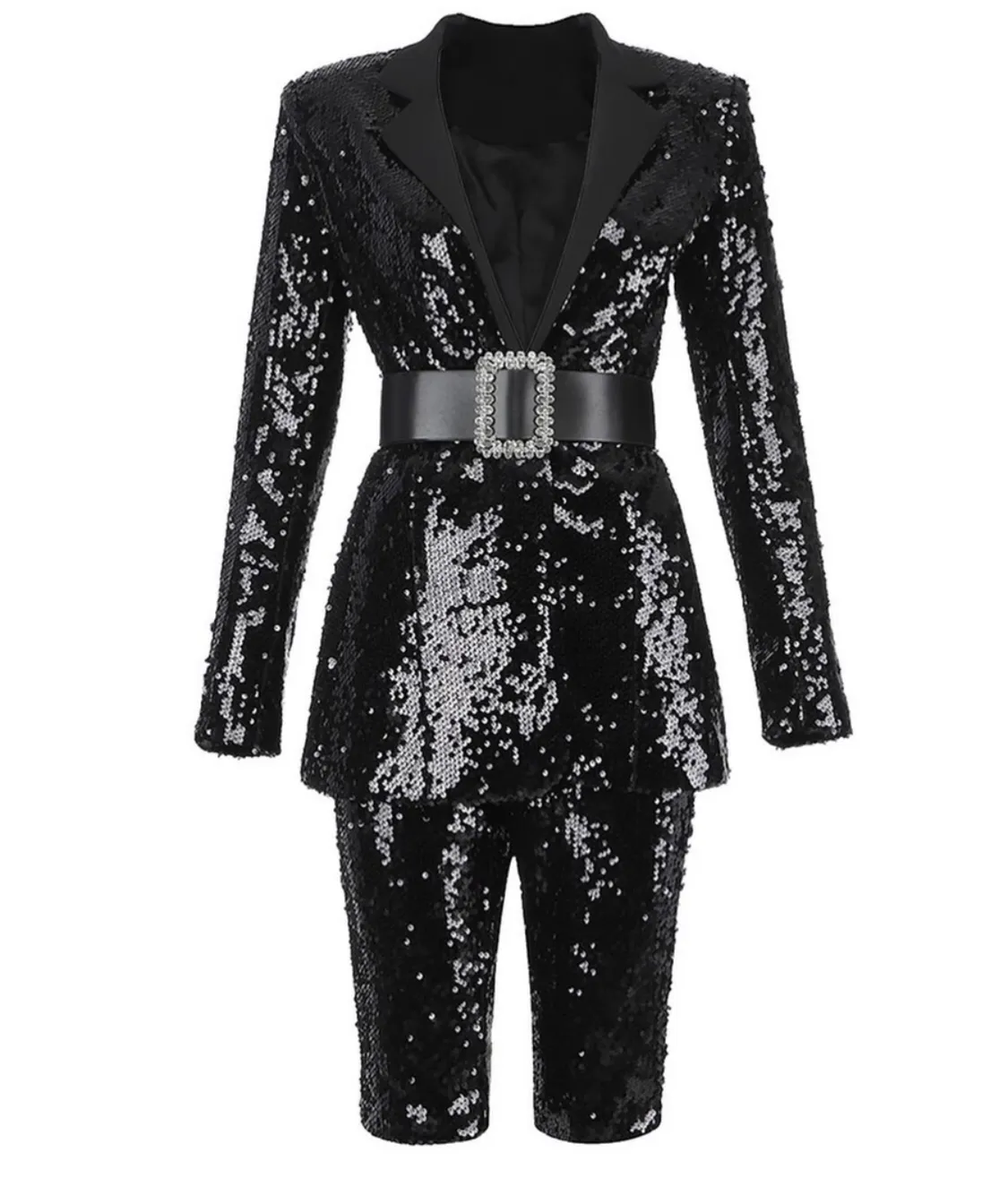 Black Blazer Sequin Three Set