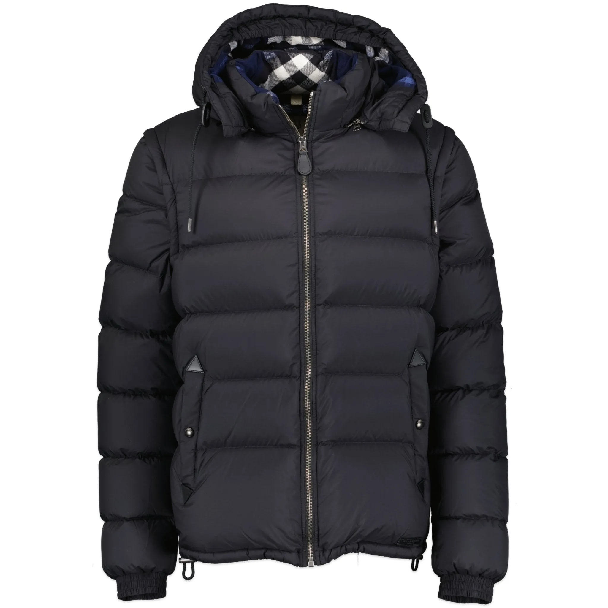 BURBERRY 'BASFORD' DETACHABLE SLEEVE HOODED DOWN JACKET BLACK