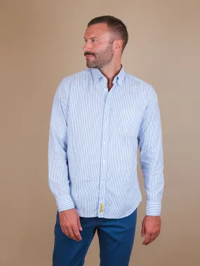 CAMICIA BUTTON DOWN A RIGHE BIANCO E AZZURRO