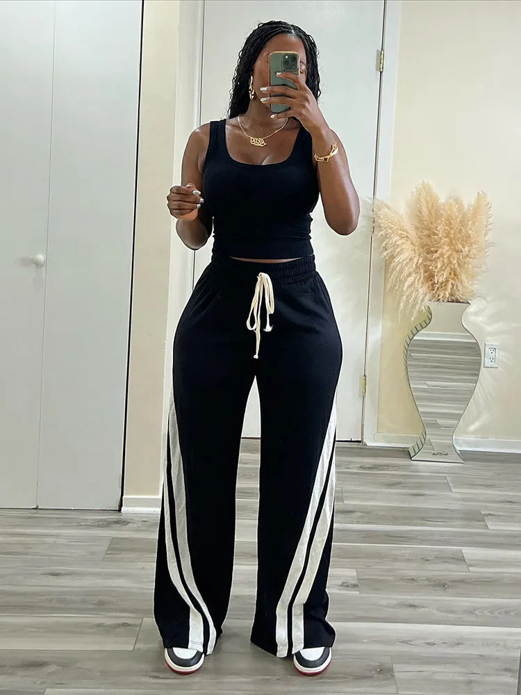 Contrast Wide Leg Joggers