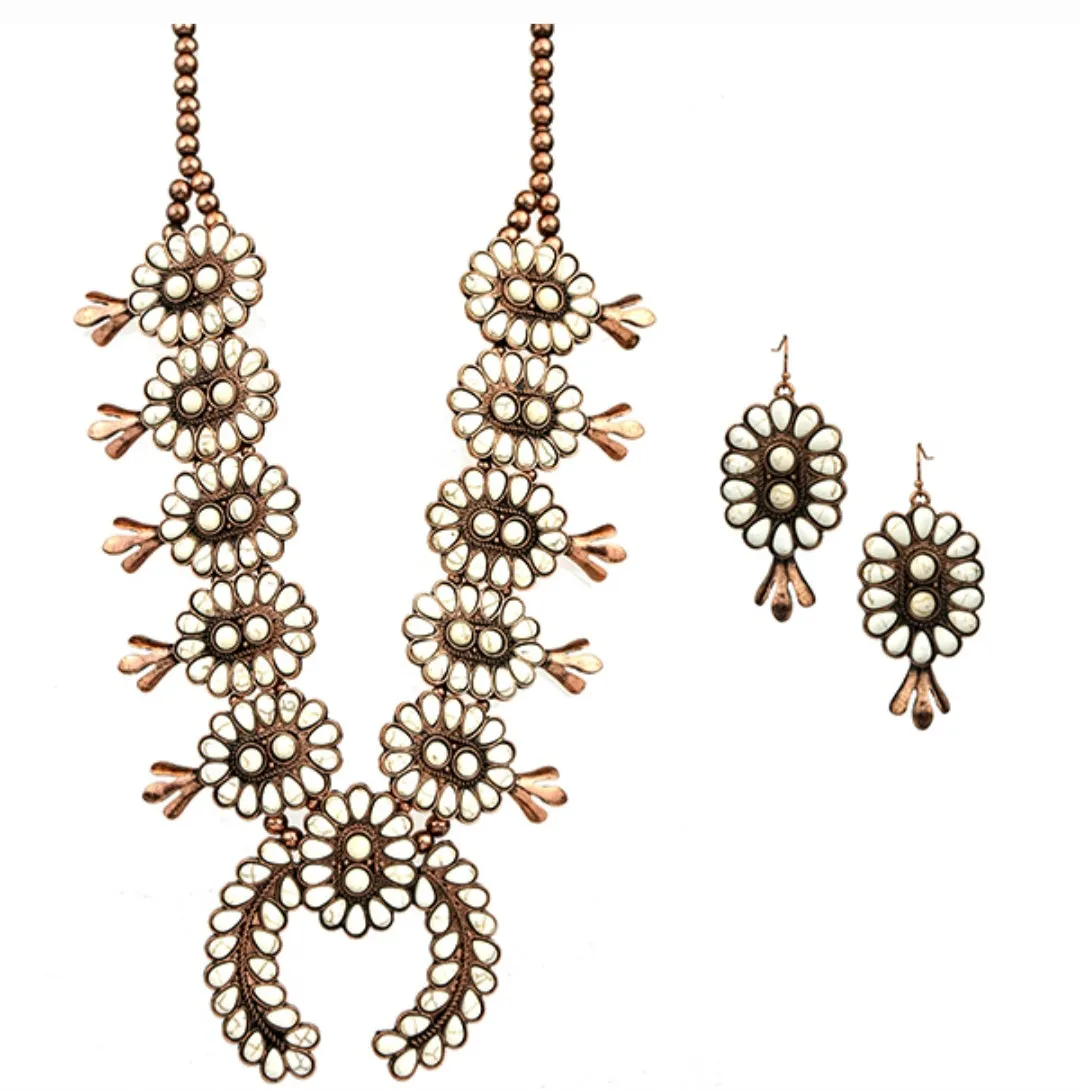 Copper and Cream Concho Squash Necklace Set