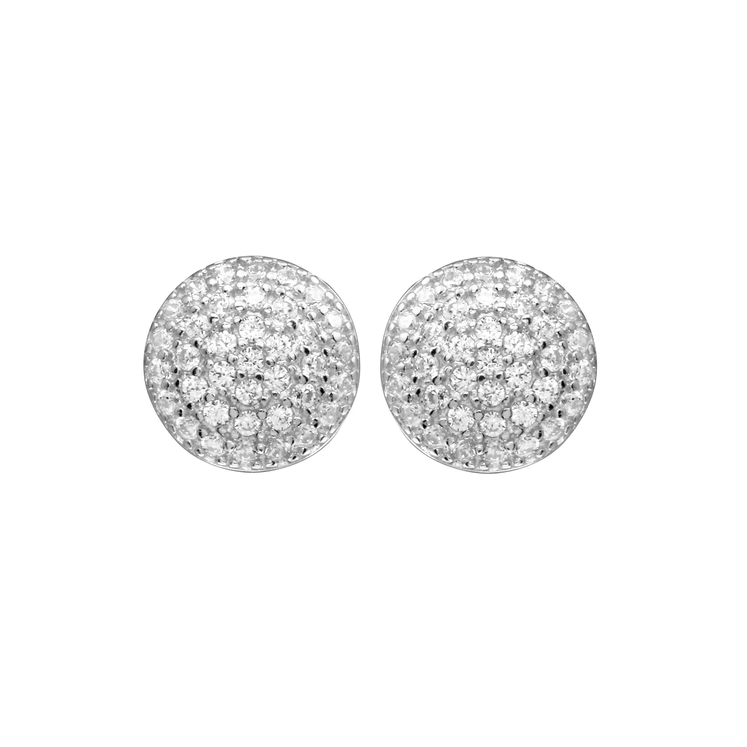 CZ Pavé Curved Disc Stud Earrings