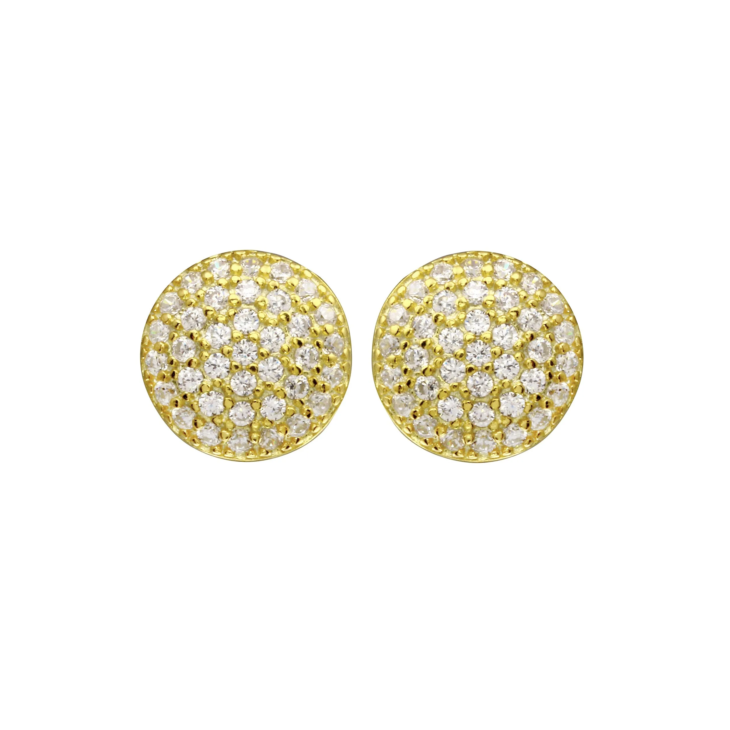 CZ Pavé Curved Disc Stud Earrings