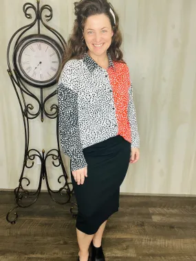 Dalmatian Print Button Top