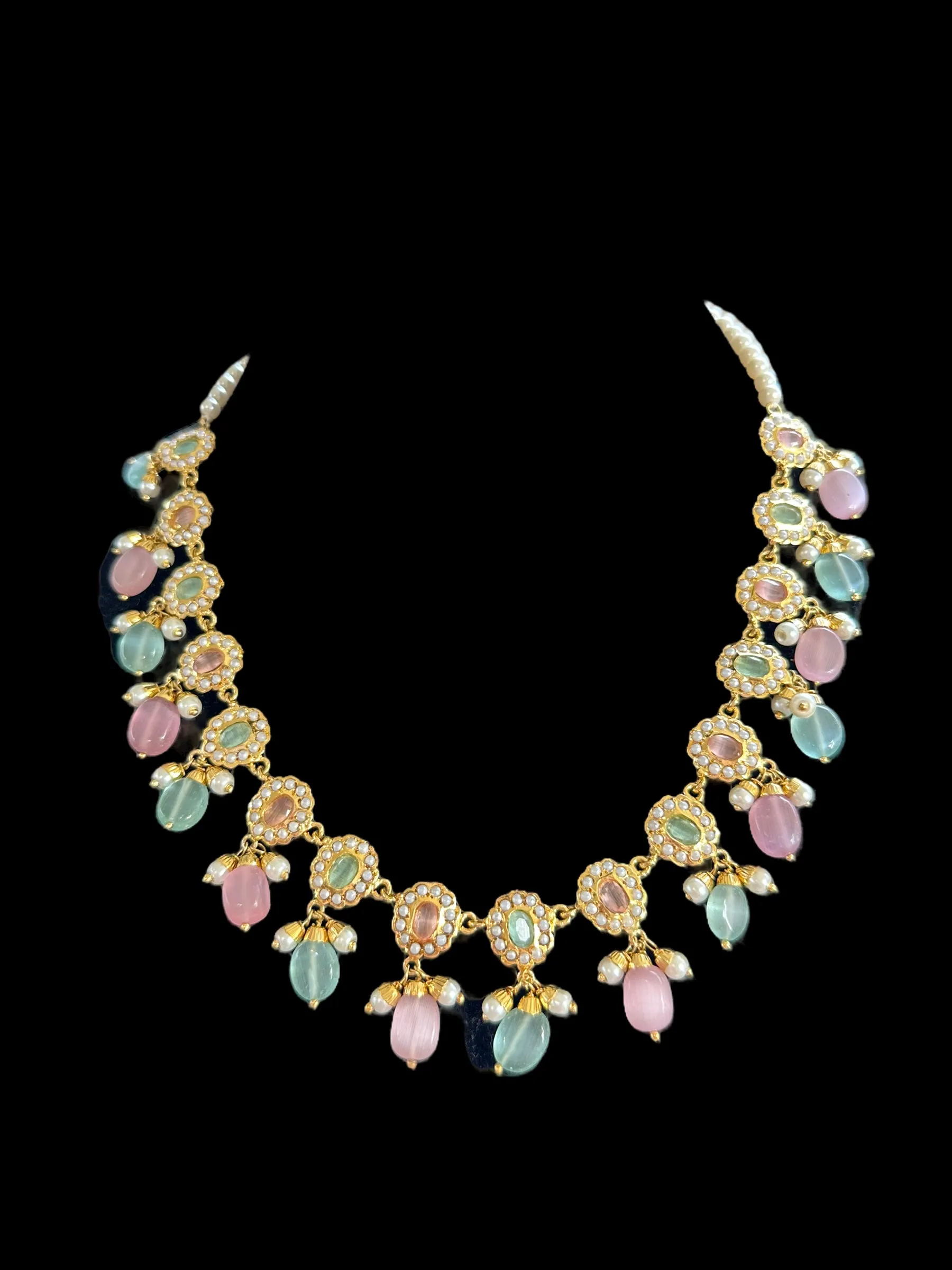 DNS50 mint pink Jadau necklace set ( READY TO SHIP )