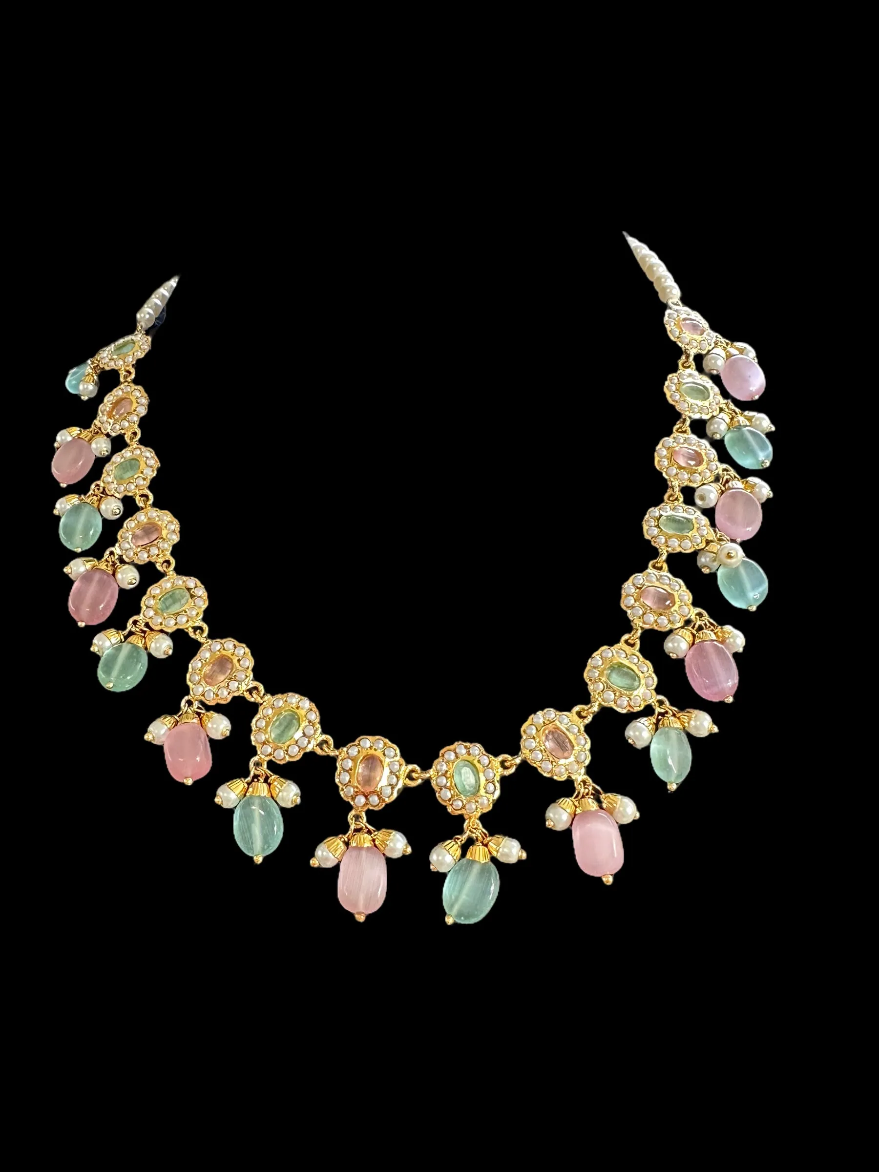 DNS50 mint pink Jadau necklace set ( READY TO SHIP )