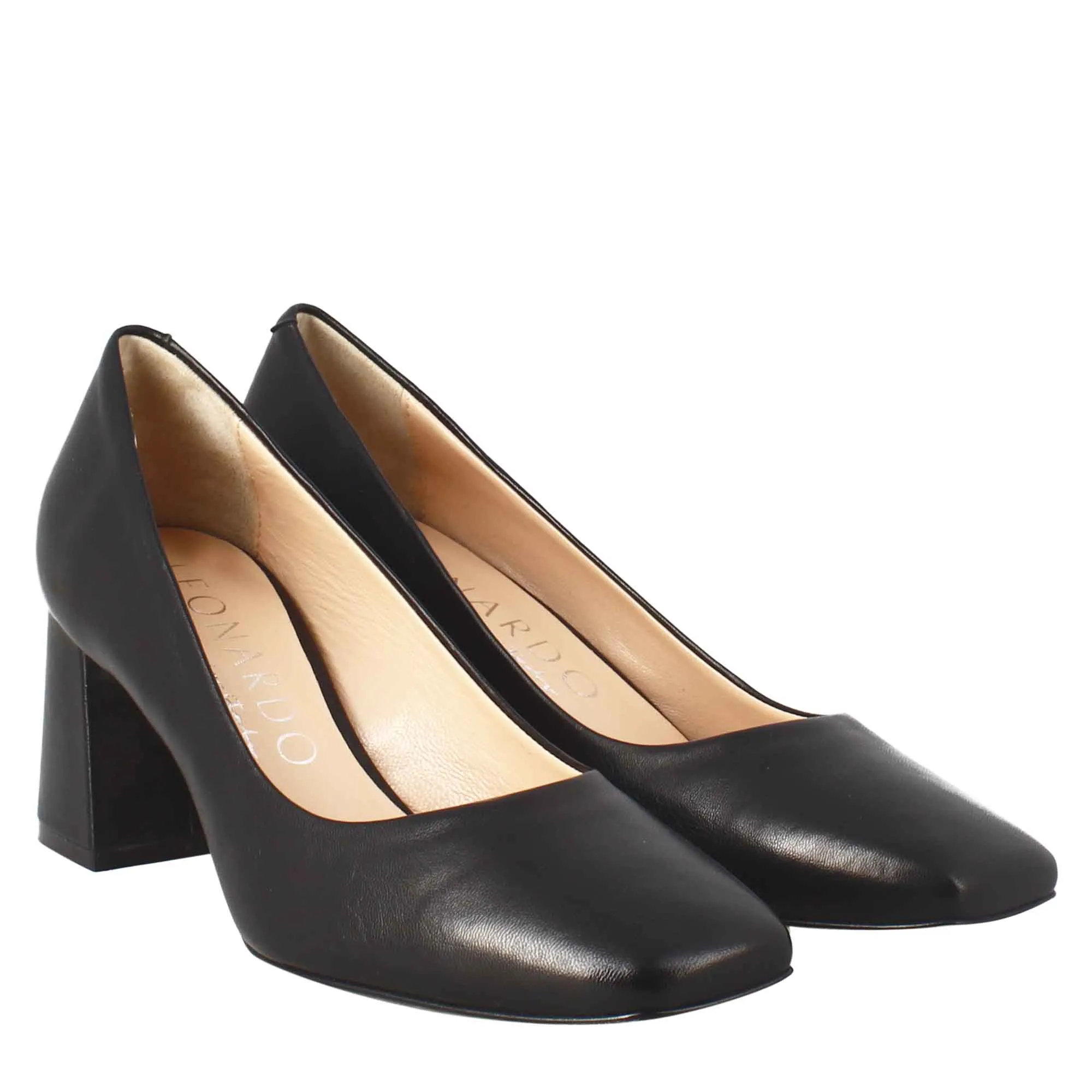 Décolleté slingback da donna in pelle nero a punta