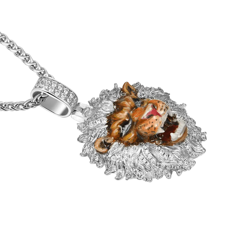 Fearless Lion Enamel Miniature Pendant