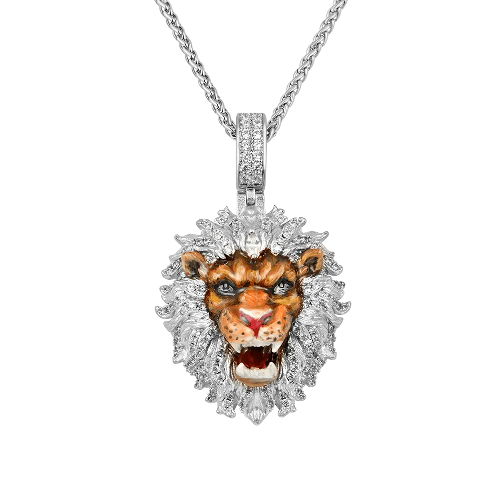 Fearless Lion Enamel Miniature Pendant