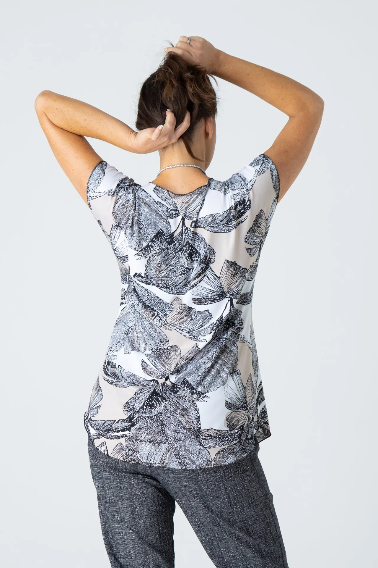 Forest Print Short Sleeve Jersey Top