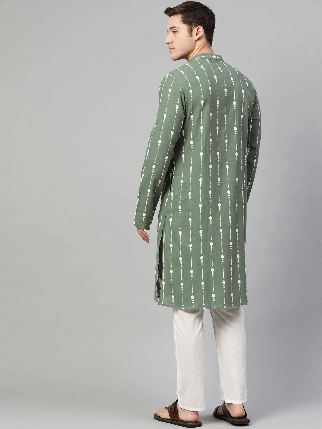 Green Print Kurta Set