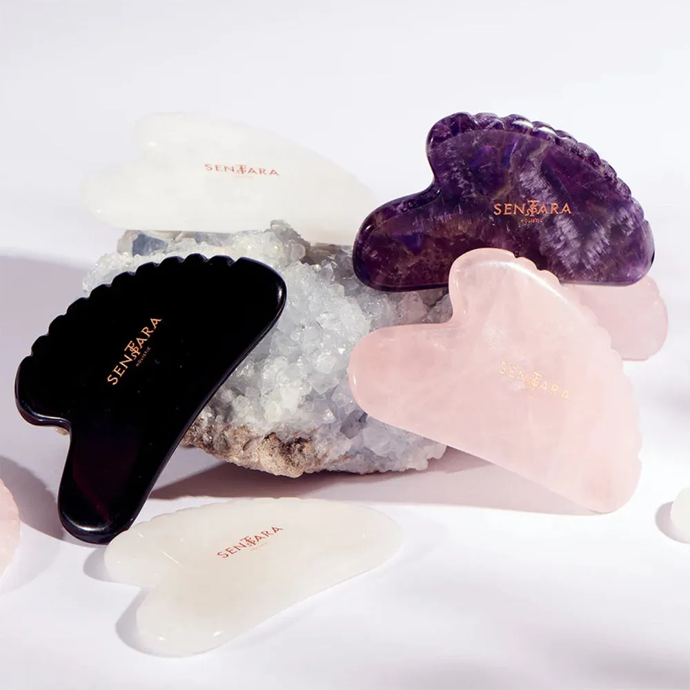 Gua Sha 'Rose Quartz Heart with Teeth'