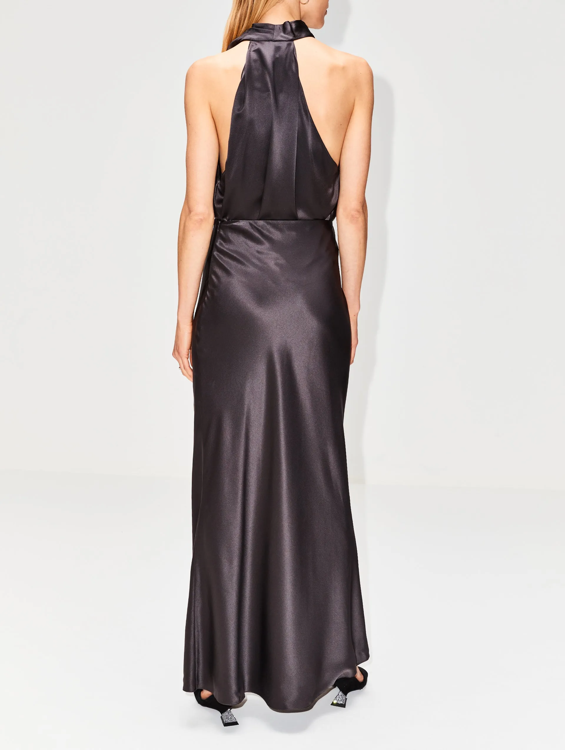 High Neck Satin Drape Top