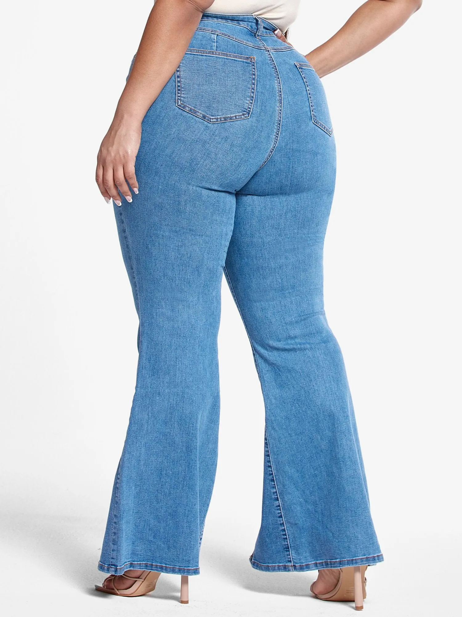 High Rise Flare Jeans with Front Slit - Tall Inseam