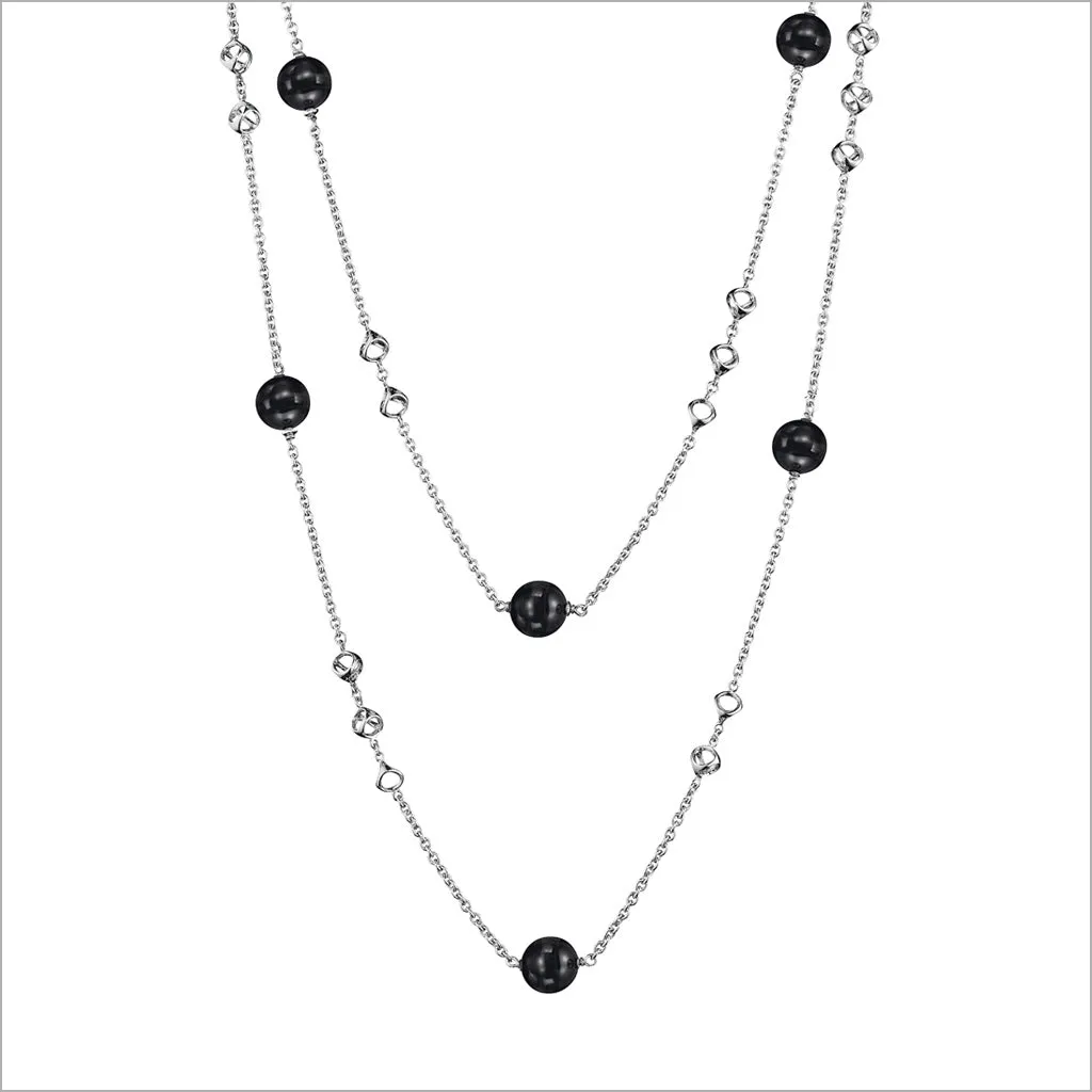 Icona Sterling Silver 42 Necklace with Black Onyx