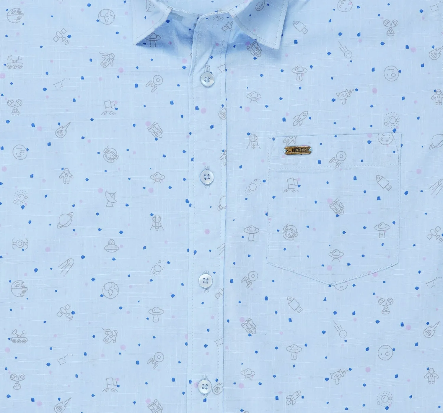 JDC Boy's Light Blue Printed Shirt