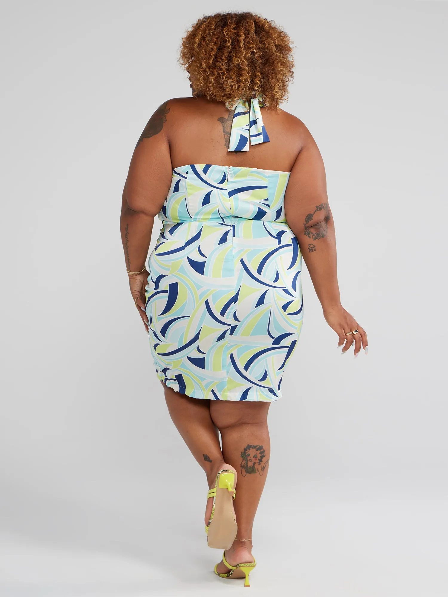 Jennifer Wavy Print Halter Dress