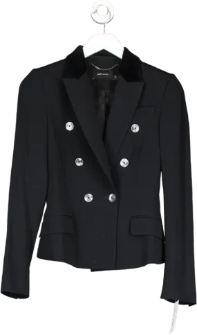 Karen Millen Black Double Breasted Blazer With Velvet Collar UK 6