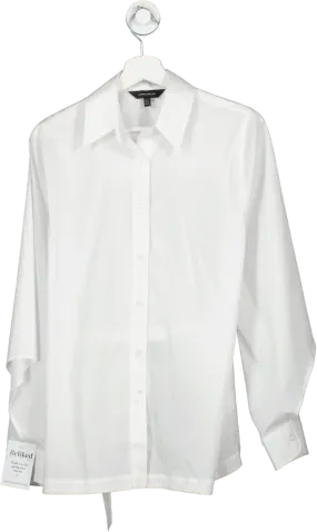 Karen Millen White Tailored Cut Out Detail Sleeve Asymmetric Shirt UK 8