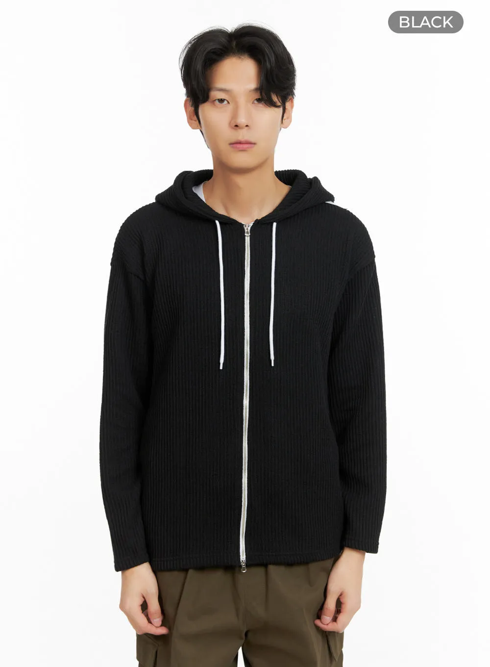 Men's Zip-Up Hooded Knit Sweater IA402