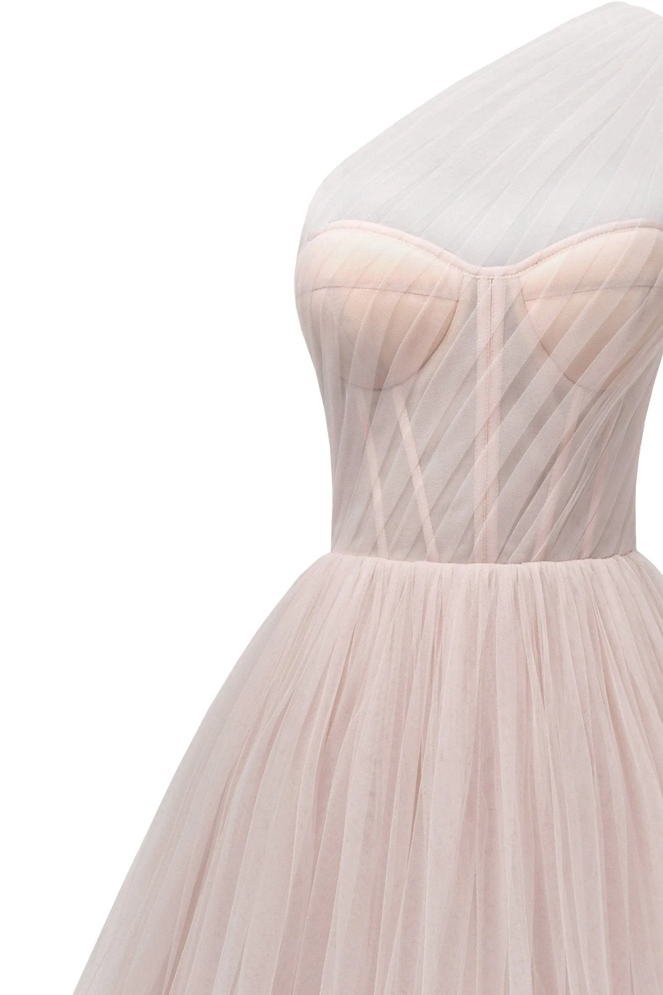 Misty Rose One-Shoulder Cocktail Tulle Dress