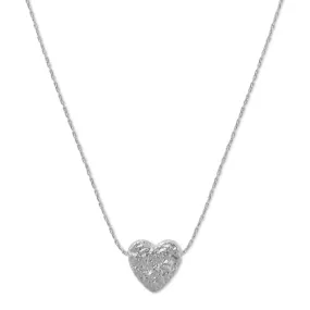 Molten Thread Through Heart Collar Necklace - Silver