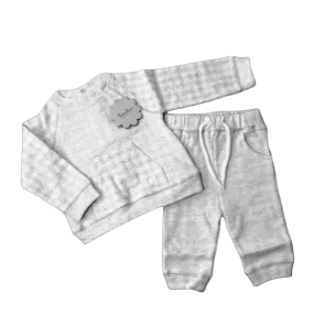 Patachou Baby Boys Light Grey Check Jersey 2-piece Set BNWT 0-3 Months