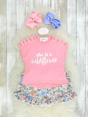 "She Is A Wildflower" Floral Outfit