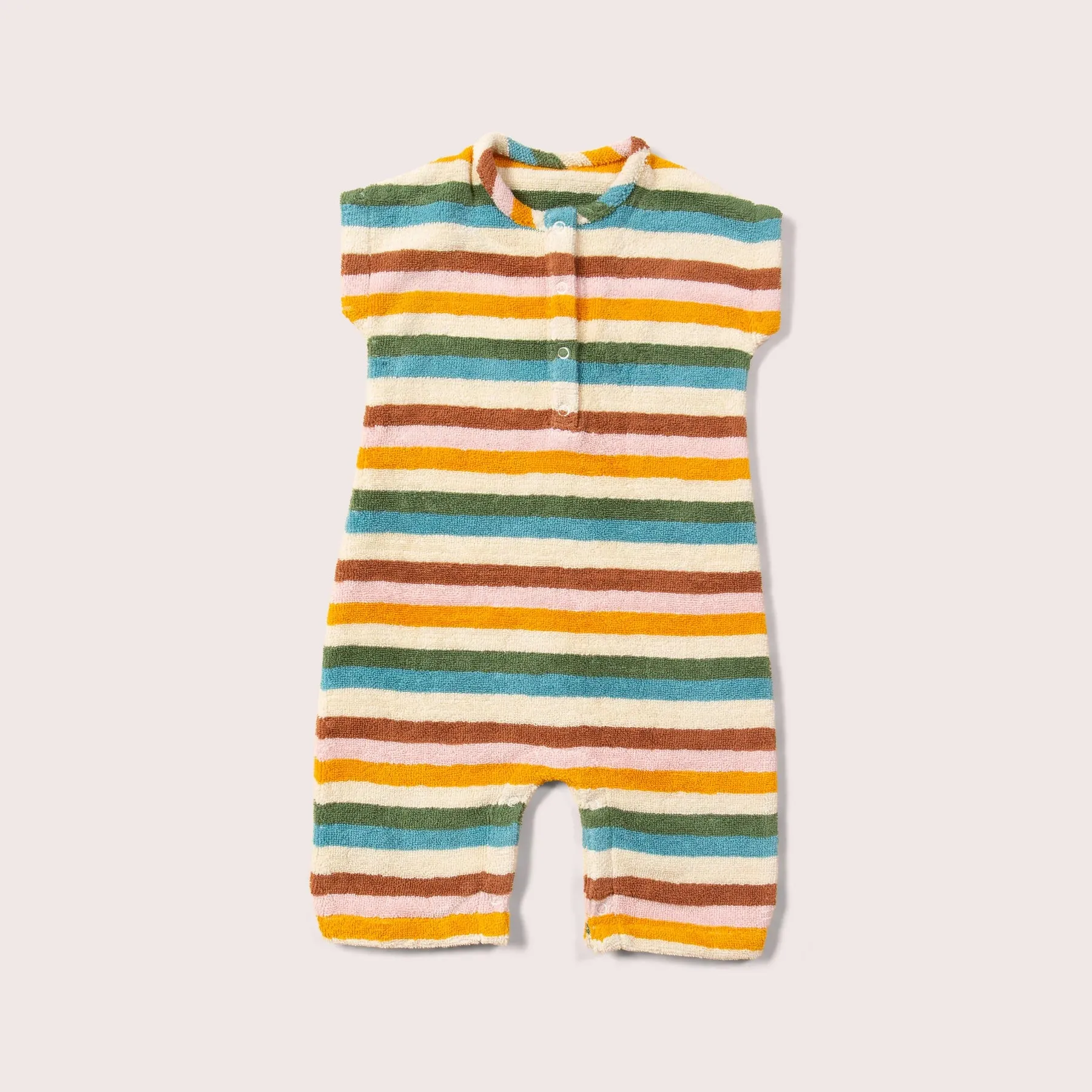 Rainbow Striped Baby Towelling Romper - Little Green Radicals