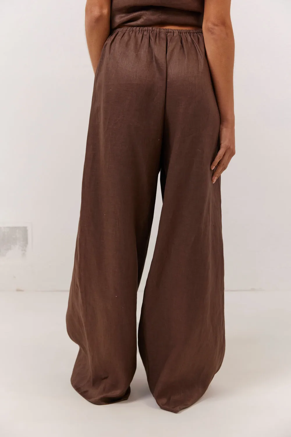 Raya Linen Pants Chocolate